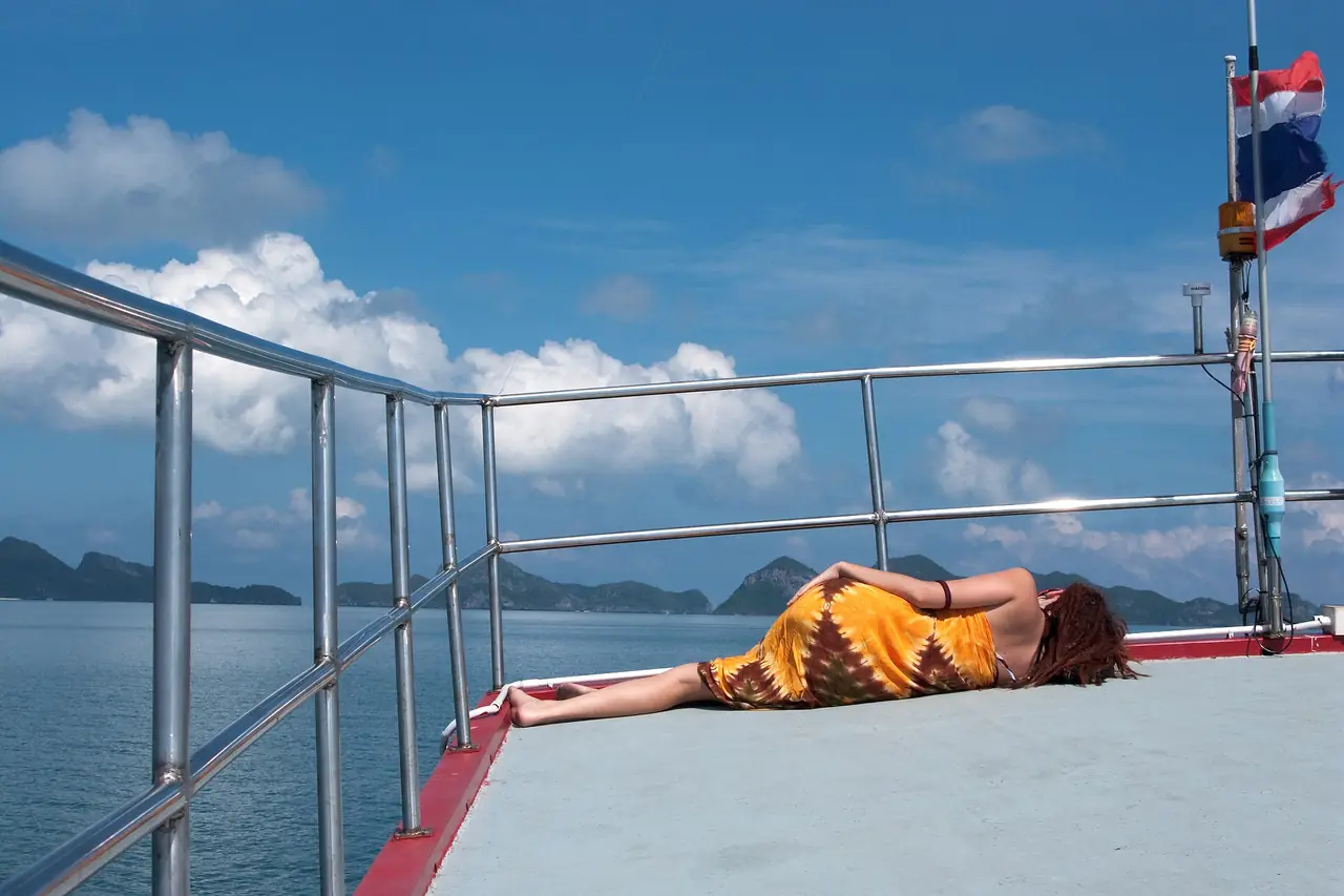 A tour boat deck in the Ang Thong archipelago