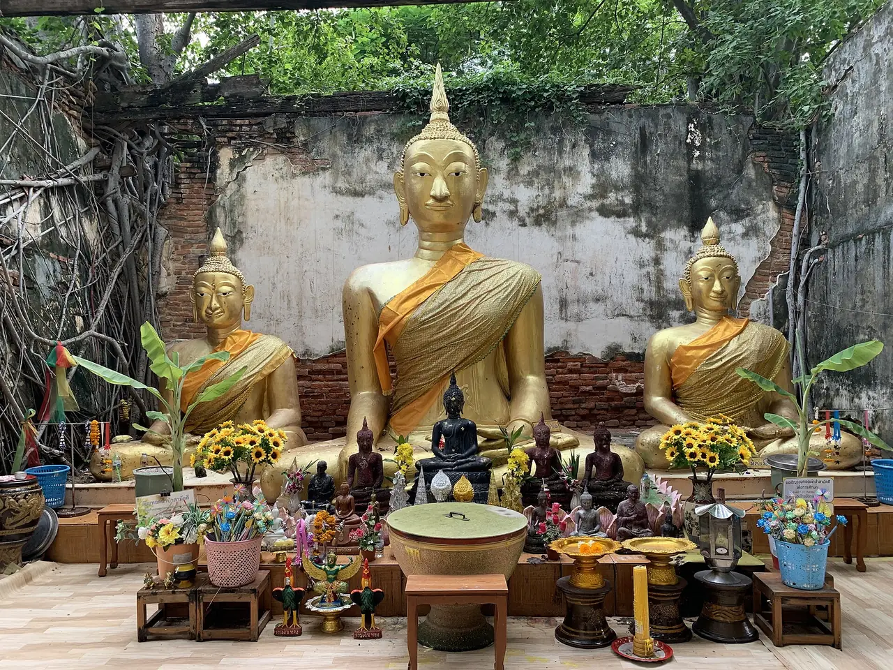พระพุทธรูปทองในอุโบสถร้างที่วัดสังกระต่าย อำเภอเมืองอ่างทอง