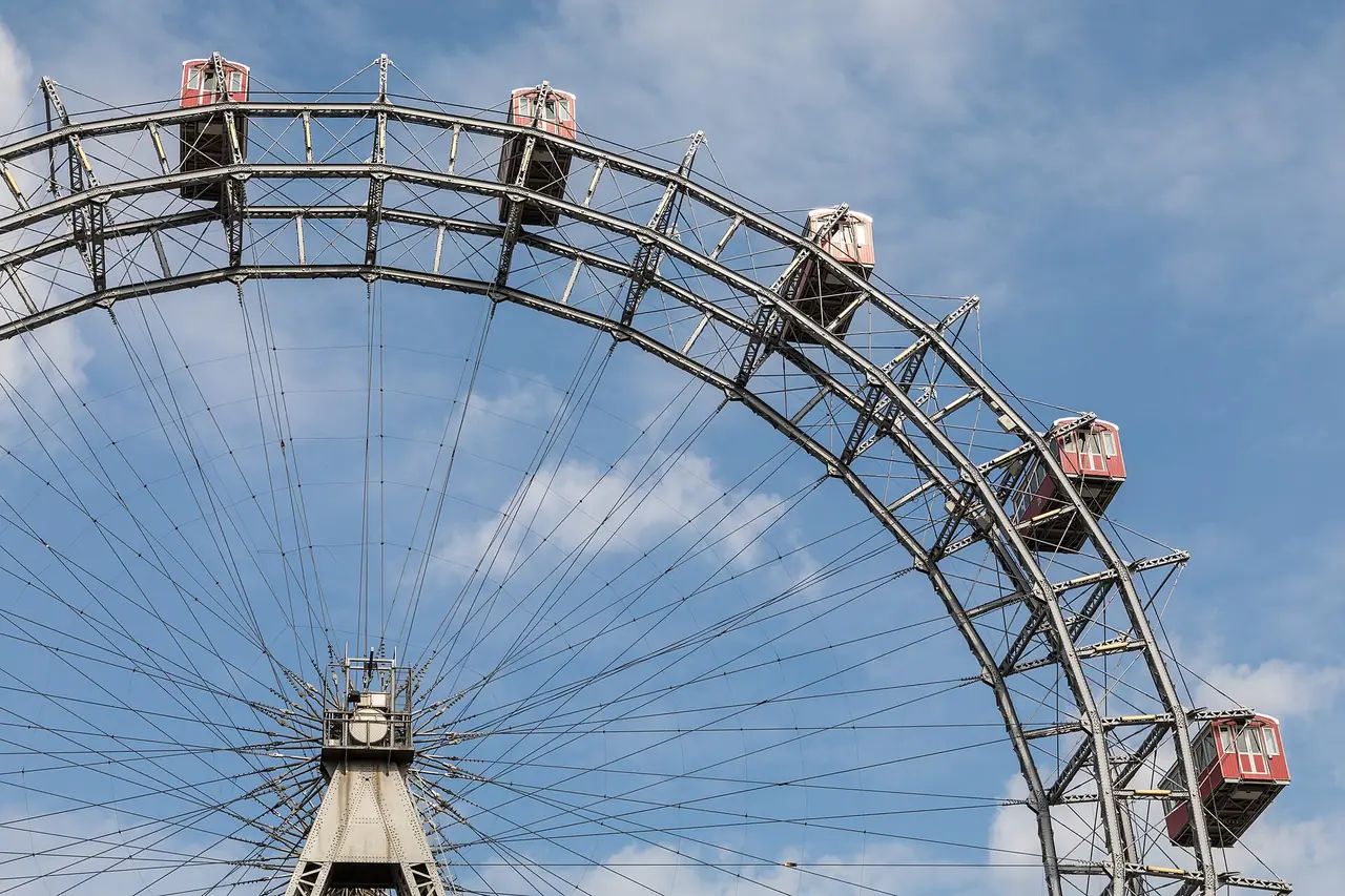 ชิงช้าสวรรค์ Wiener Riesenrad ที่ Prater ภาพถ่ายจาก Wikimedia Commons
