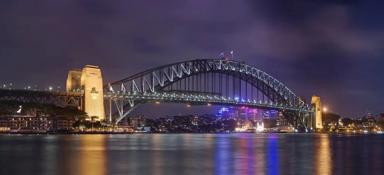 สะพานฮาร์เบอร์ซิดนีย์จากเซอร์คูลาร์คีย์ ภาพถ่ายจาก Wikimedia Commons