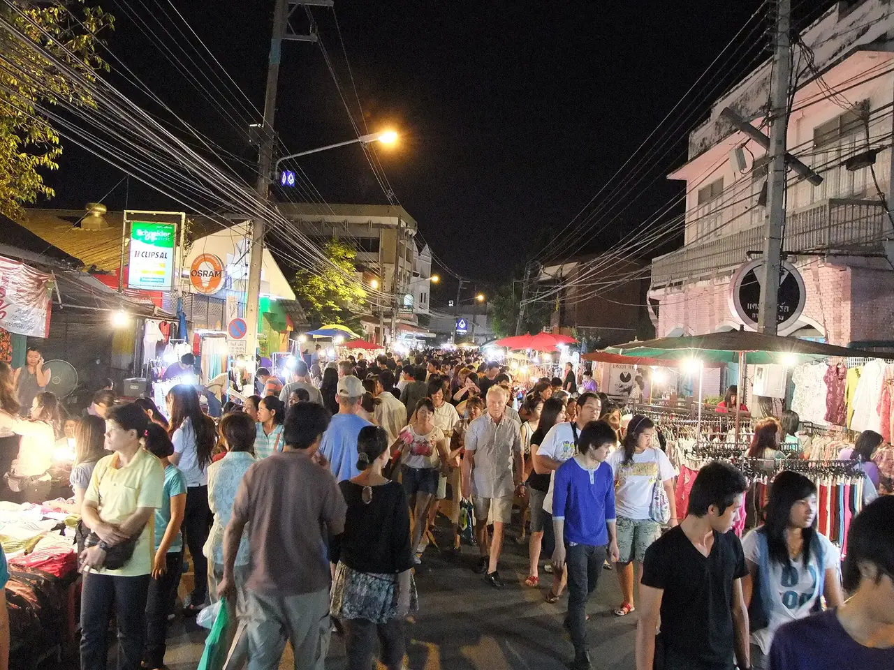 Wualai Road Saturday walking street at night, Chiang Mai