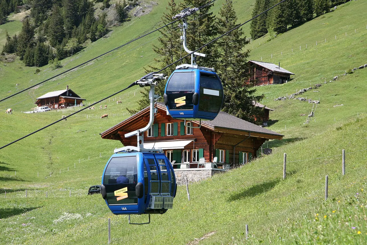 กระเช้าหกที่นั่งสาย Grindelwald-First ภาพถ่ายจาก Wikimedia Commons