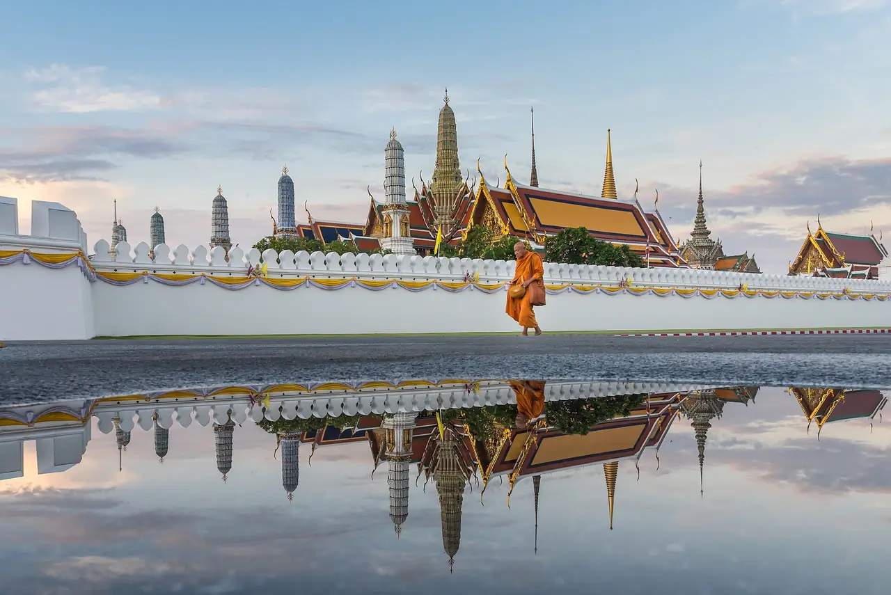 The Temple of the Emerald Buddha (Wat Phra Kaew) inside the Grand Palace grounds, Bangkok