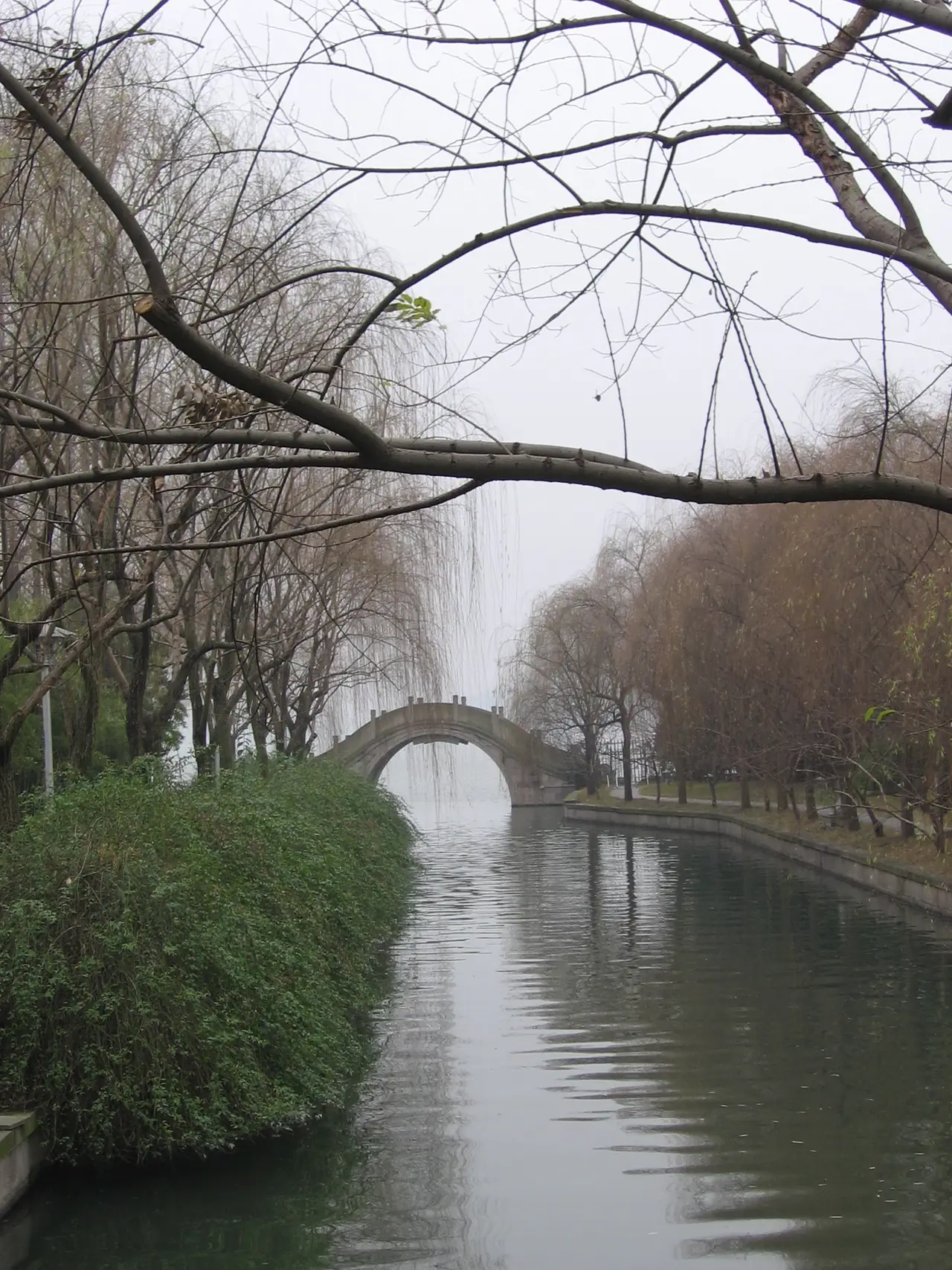 สะพานโค้งและต้นหลิวริมซีหู ภาพ CC BY-SA 3.0