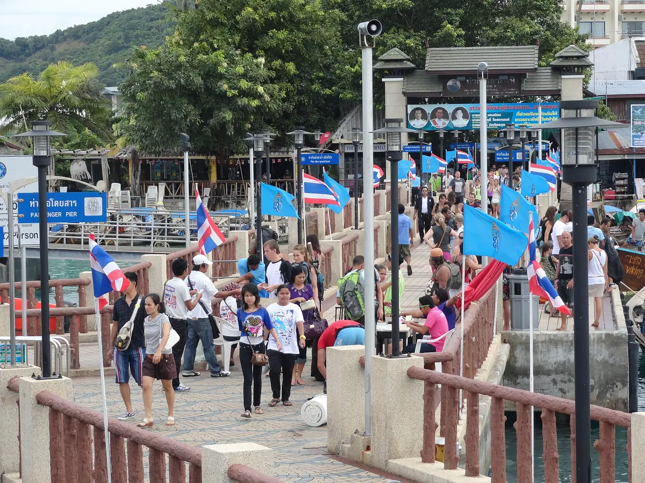 Tonsai Pier on Phi Phi Don, where ferries arrive and where longtail and speedboat operators offer trips to Phi Phi Leh.