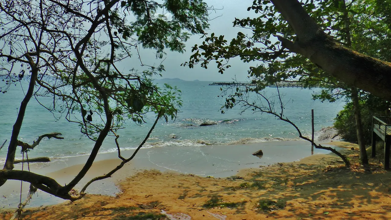 มุมมองจากเขาแหลมหญ้าไปทางเกาะเสม็ด ภาพถ่ายจาก Wikimedia Commons