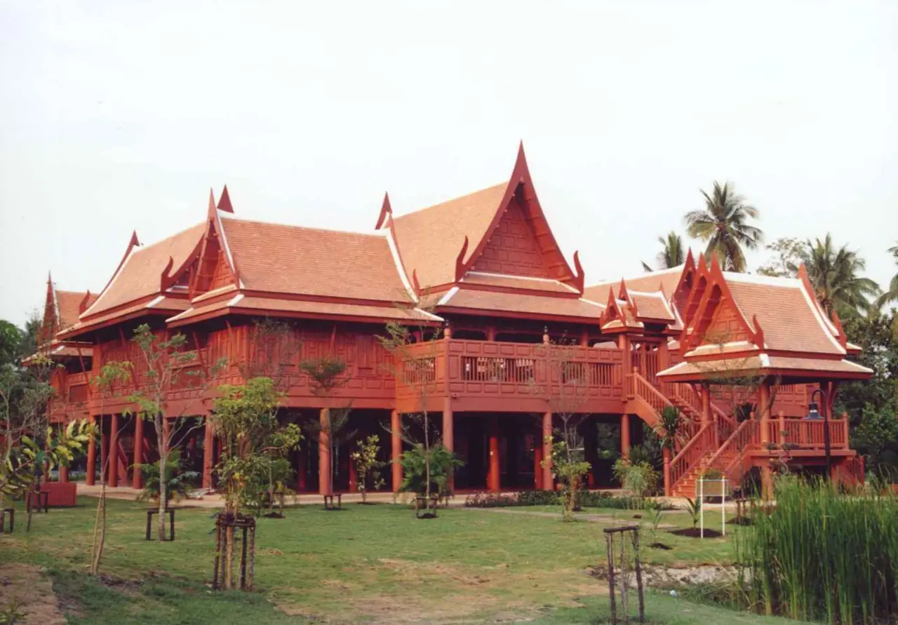 Traditional Thai houses in King Rama II Memorial Park, Amphawa