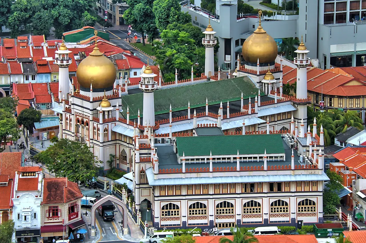 มัสยิดสุลต่านที่ Kampong Glam ตามคำบรรยายภาพต้นฉบับ