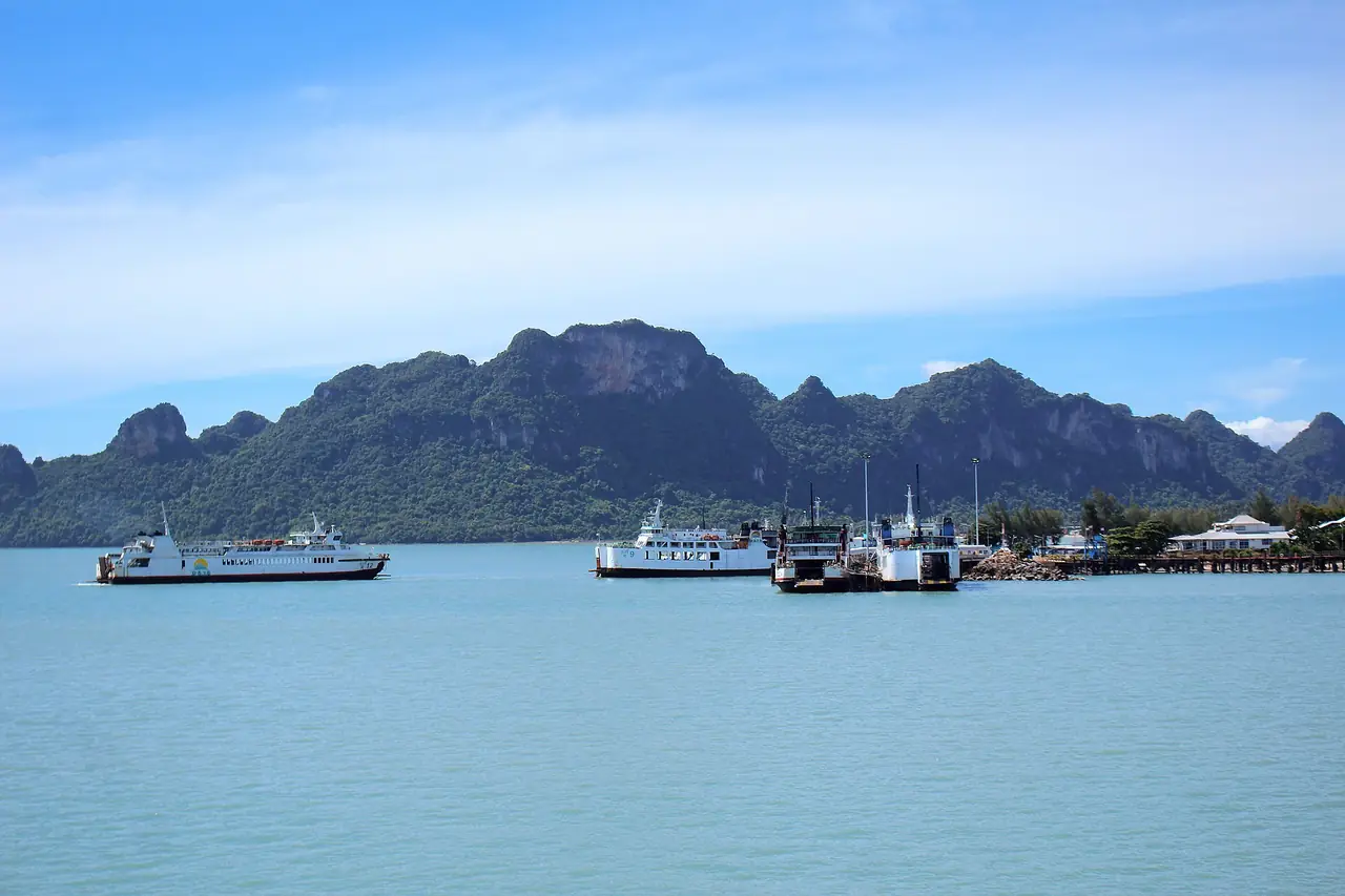 Ferries and the pier at Don Sak, the departure point for Koh Samui and Koh Phangan