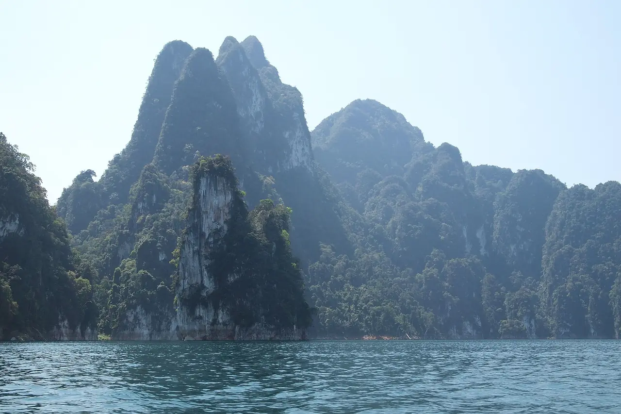 Limestone cliffs on Cheow Lan Lake, Khao Sok National Park