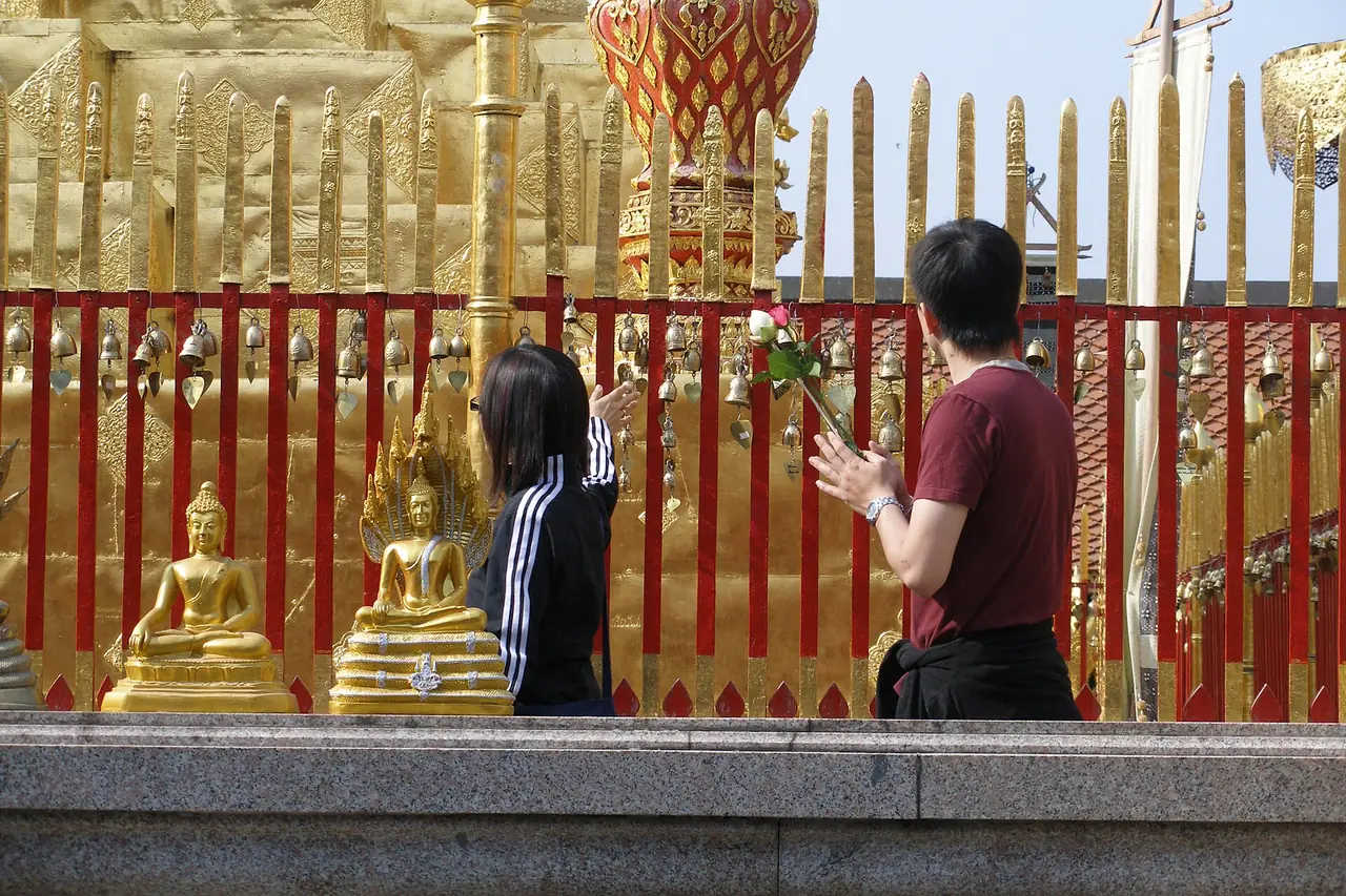 The golden chedi and Lanna temple architecture at Wat Phra That Doi Suthep