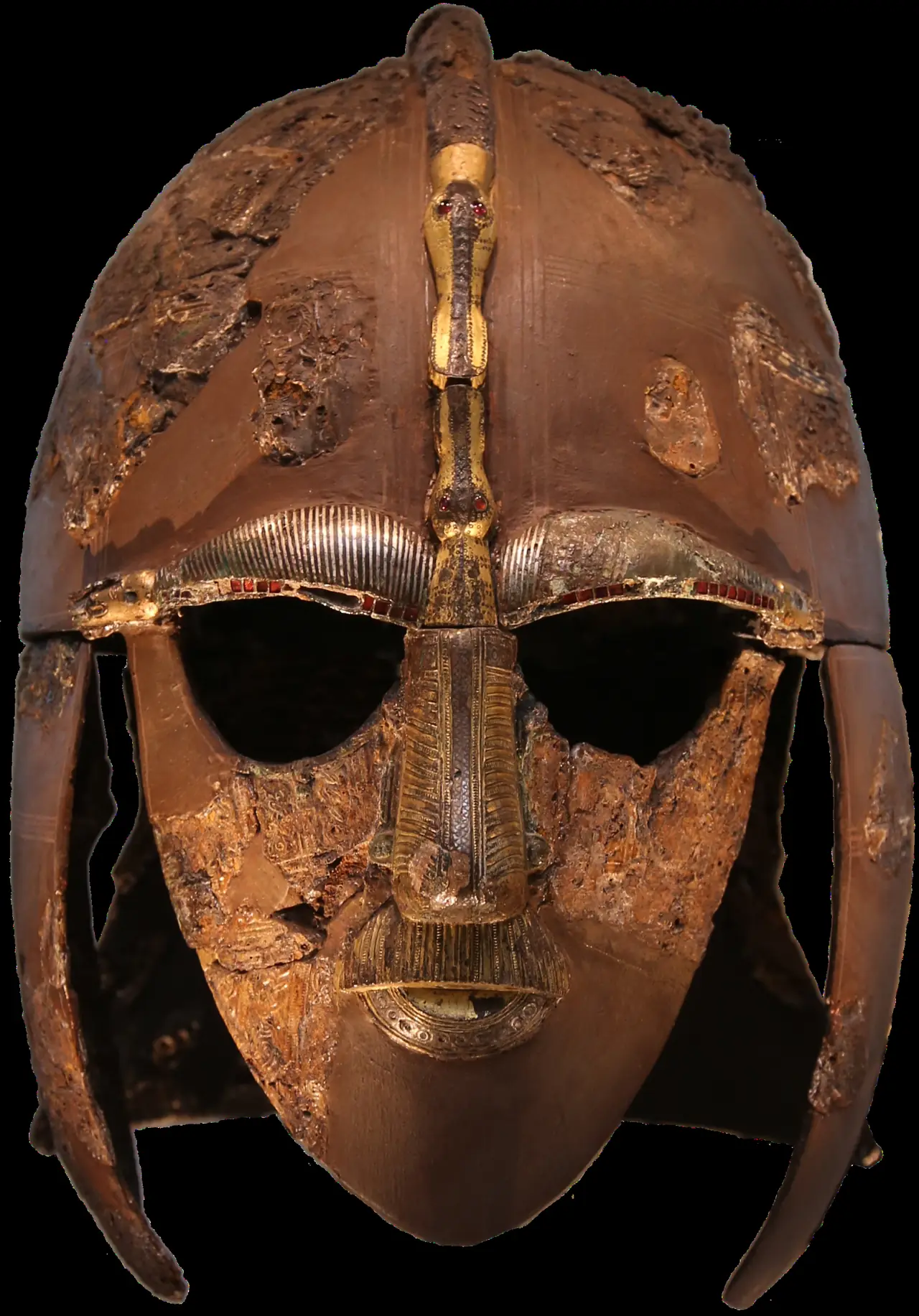 หมวกเหล็กจาก Sutton Hoo ภาพจาก Wikimedia Commons ผู้ใช้ Geni สัญญาโดเมนสาธารณะ ถ่ายปี 2015