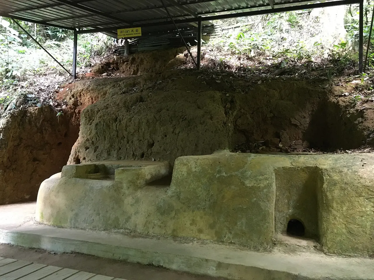 เตาเผาถ่านใต้ดินที่อุโมงค์ปิยะมิตร ภาพของ Slleong จาก Wikimedia Commons ใบอนุญาต CC0 คำบรรยายบน Commons ว่า Underground charcoal kiln at the Piyamit Tunnels