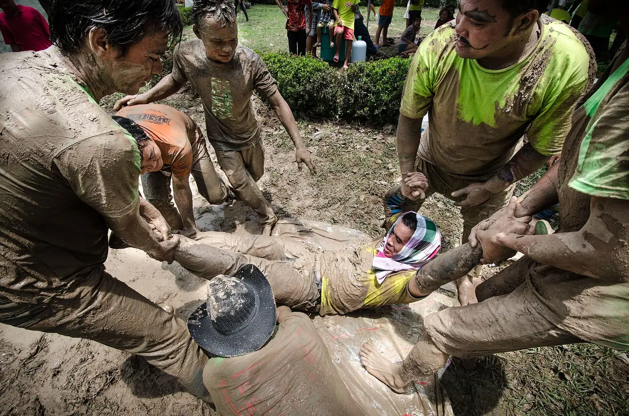Mud play on launch day, from the 2013 festival